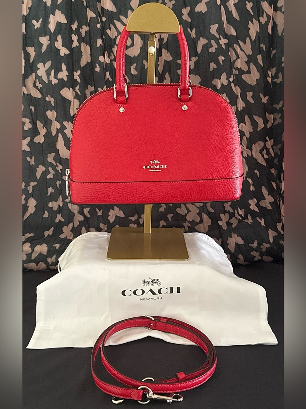 Coach F27591 Mini Sierra Satchel Red Crossgrain Leather With Dust Bag